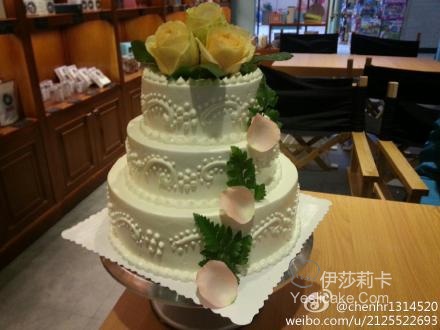 纯天然奶油婚礼主题蛋糕